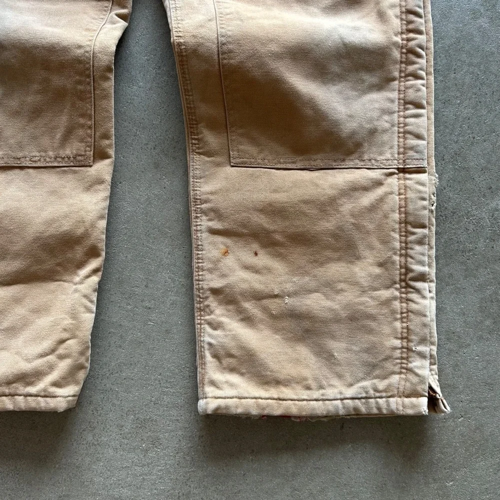 Vintage 90s Carhartt Overalls Size 40x30 Tan Duck Canvas Carpenter Workwear Bibs - Picture 9 of 10